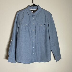 Women’s Blue Button-Up Shirt